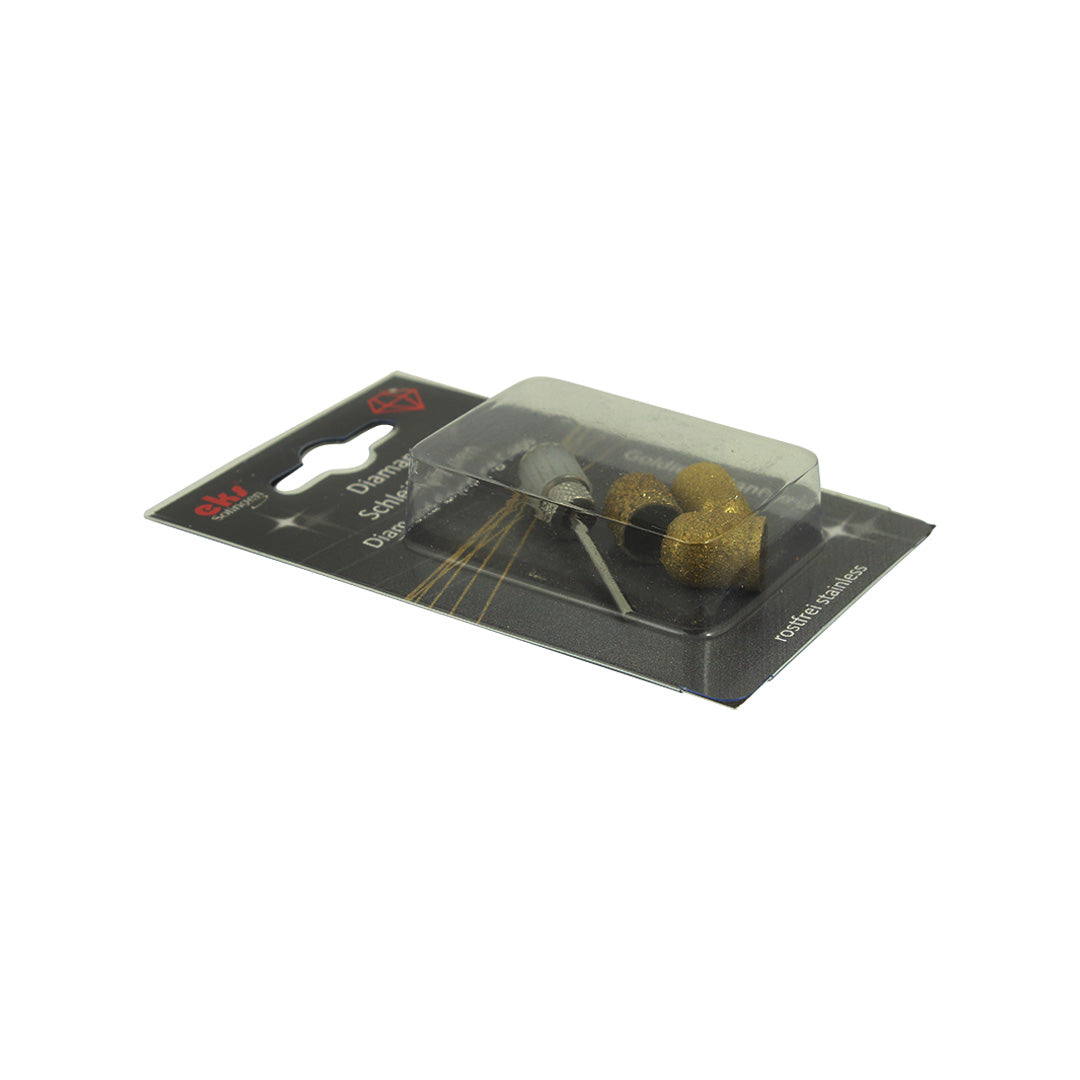 EKS Solingen 10 mm TiN-Coated Diamond Sanding Dome Set, 3 Grit plus Mandrel