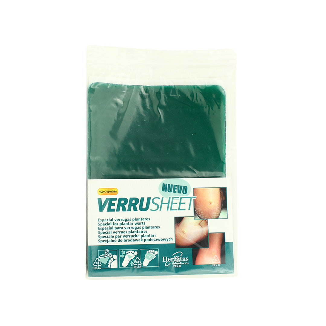 Packaged Herbitas Verrusheet Gel Sheet on a white background