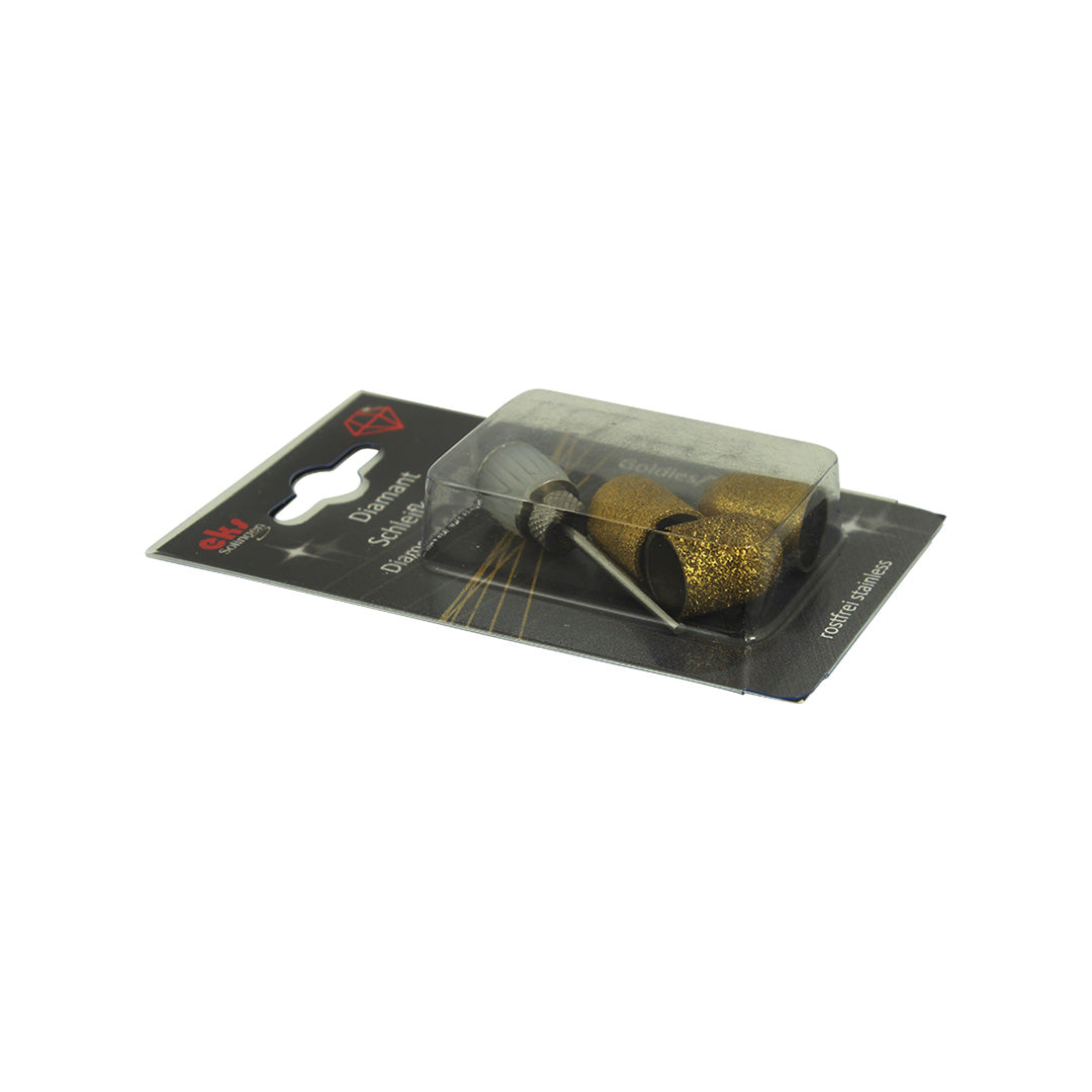EKS Solingen 13 mm TiN-Coated Diamond Sanding Dome Set, 3 Grit plus Mandrel