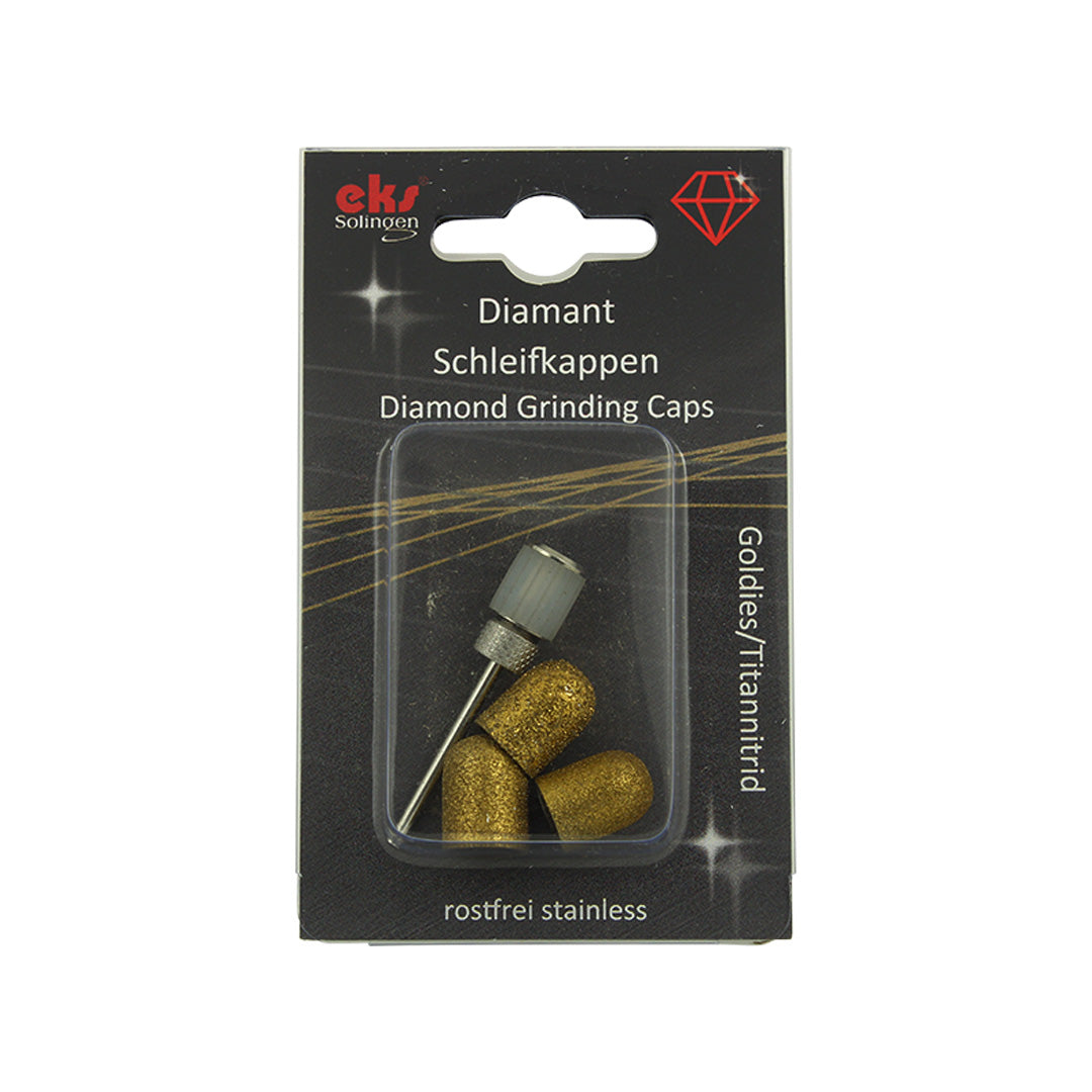 EKS Solingen 10 mm TiN-Coated Diamond Sanding Dome Set, 3 Grit plus Mandrel
