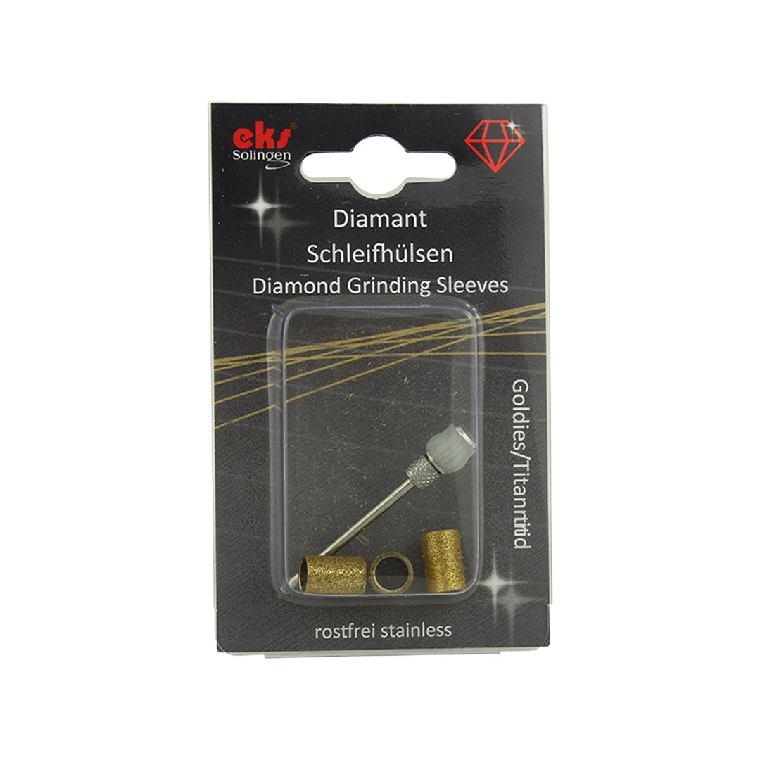 EKS Solingen 7 mm TiN-Coated Diamond Sanding Sleeves, 3 Grit plus Mandrel