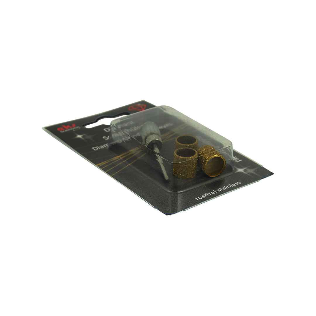 EKS Solingen 10 mm TiN-Coated Diamond Sanding Sleeves, 3 Grits plus Mandrel