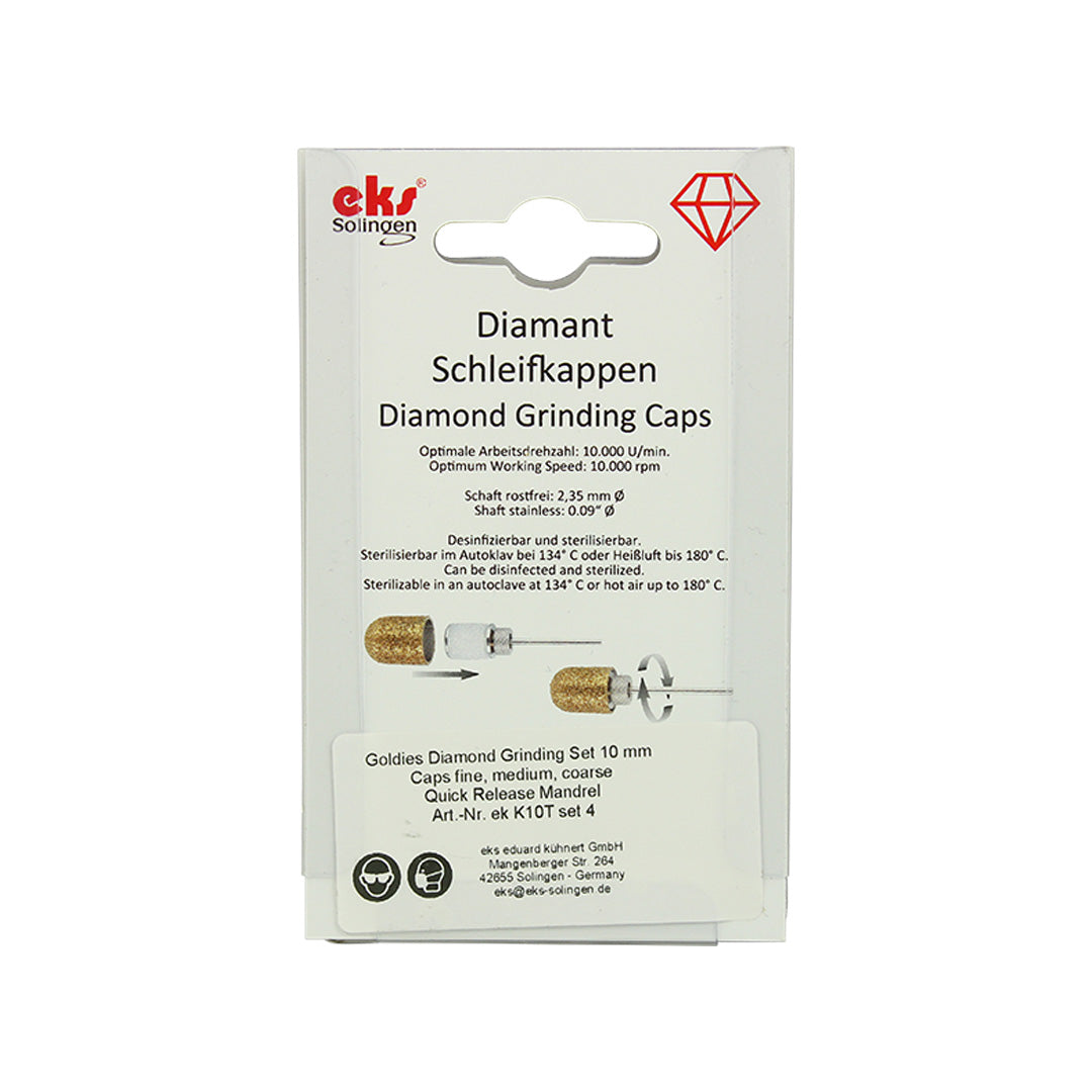 EKS Solingen Diamond Grinding Caps with Mandrel, 10mm