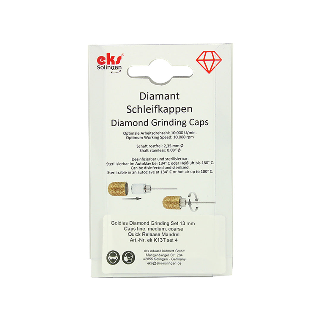 EKS Solingen Diamond Grinding Caps with Mandrel, 13mm