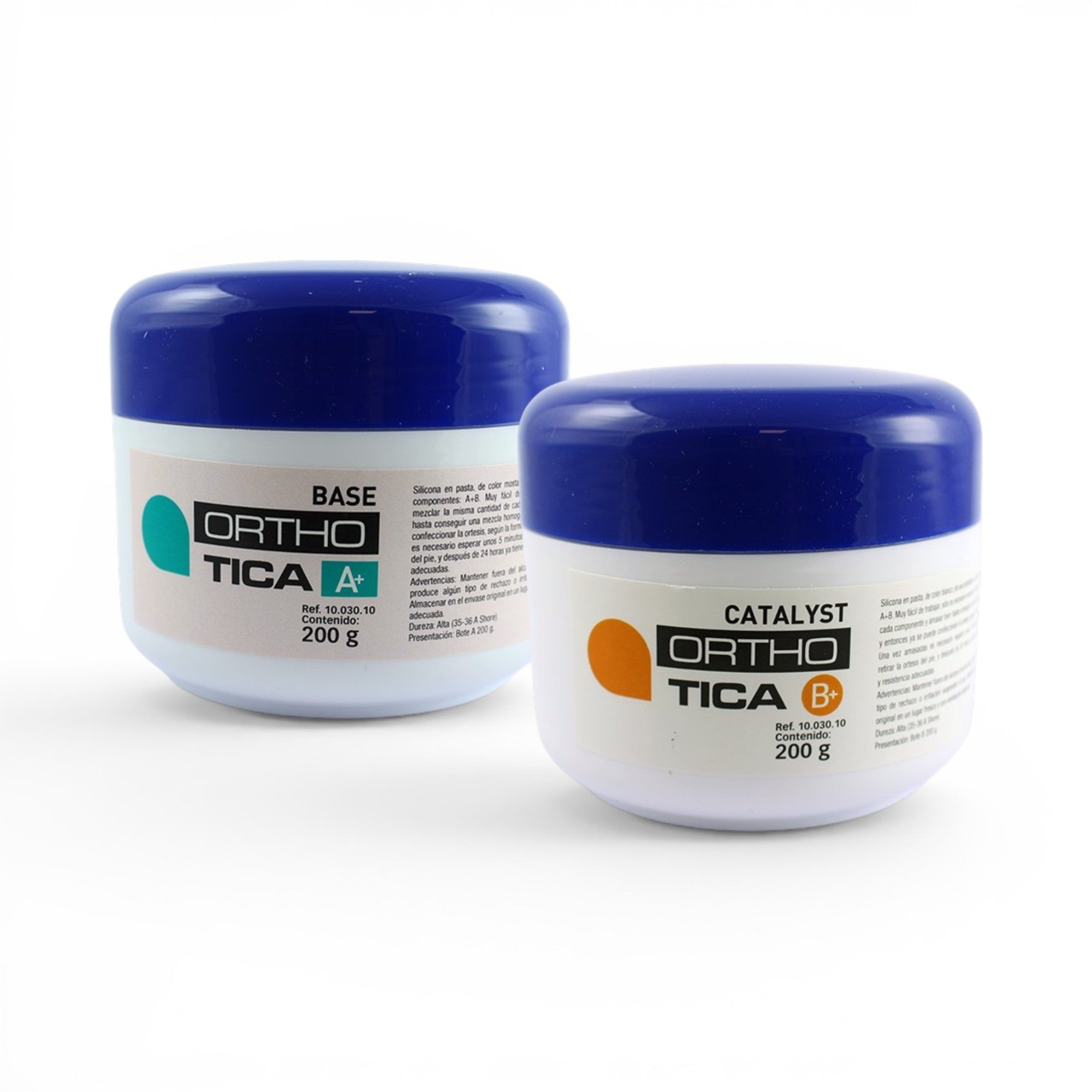 Two containers of Herbitas Orthotic Silicone A+B on a white background