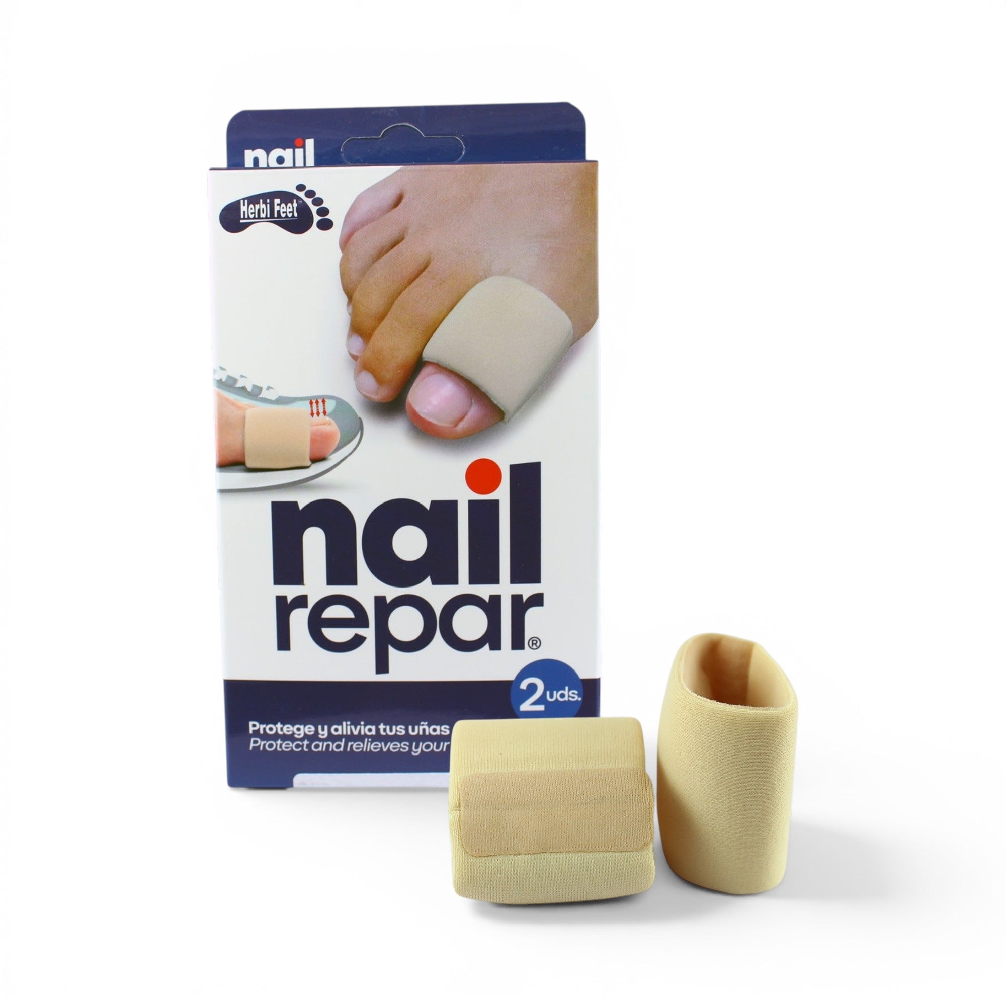 Herbitas Nailrepar Nail Protector with packaging and bandages on a white background