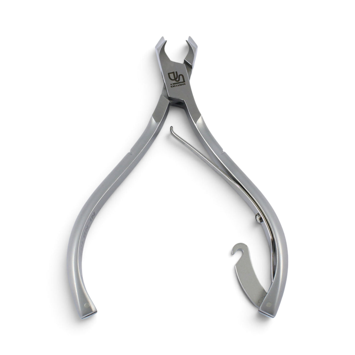 A stainless steel DSI Exclusive Heavy Duty Nail Nippers 13mm hand instrument with a curved handle and a hook-like tip, photographed on a clean white background. The brand logo 'dsi' is visible on the upper jawpiece.