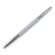 A dual-ended dual tip stylus pen with a matte gray body and metallic silver accents, shown diagonally on a plain white background. RUCK Picker Upper Nail Art Applicator 12.5cm