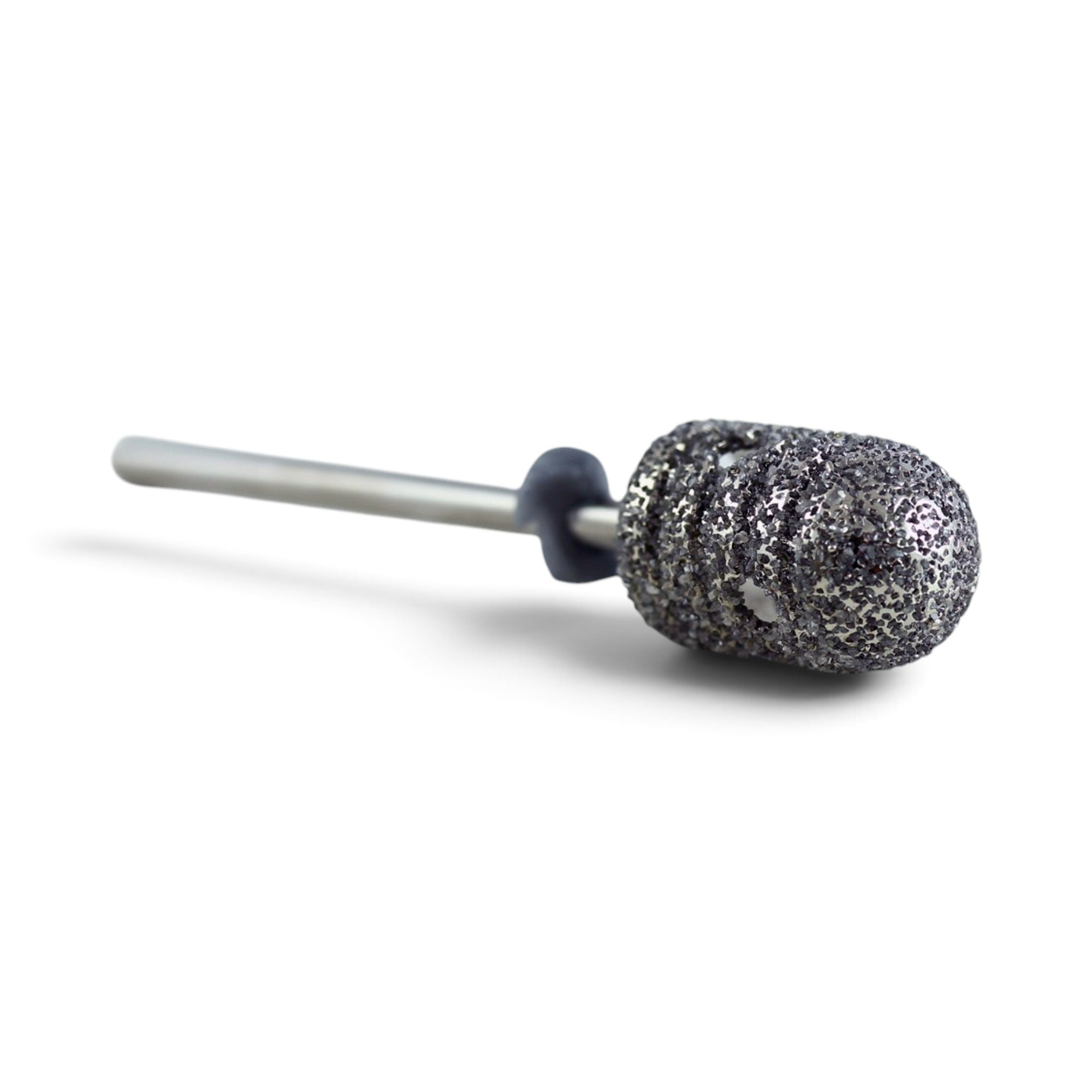 A rotary tool diamond bit Orix Turbo Diamond Grinder for Nails with a textured, sparkly dark gray cobalt binder head and a silver metal shank, shown on a clean white background.