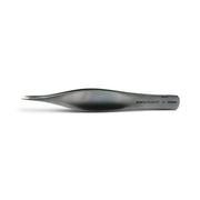 A pair of stainless steel precision tweezers with a curved ergonomic design, shown from the side on a clean white background. The brand name 'RUCK INSTRUMENTE' is printed on the handle.