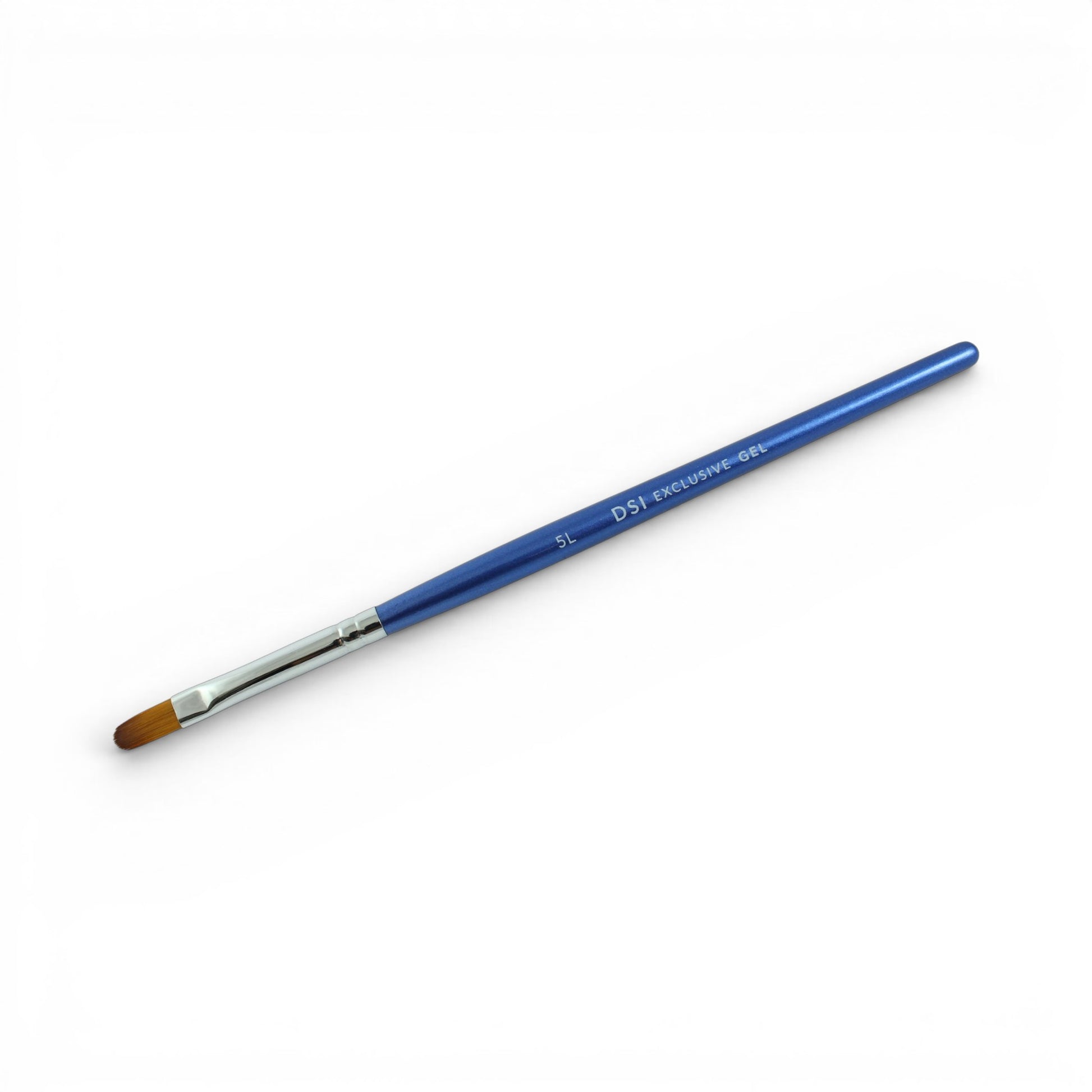 DSI Gel Nail Brush #5L Rounded Tip with brown bristle head on a white background