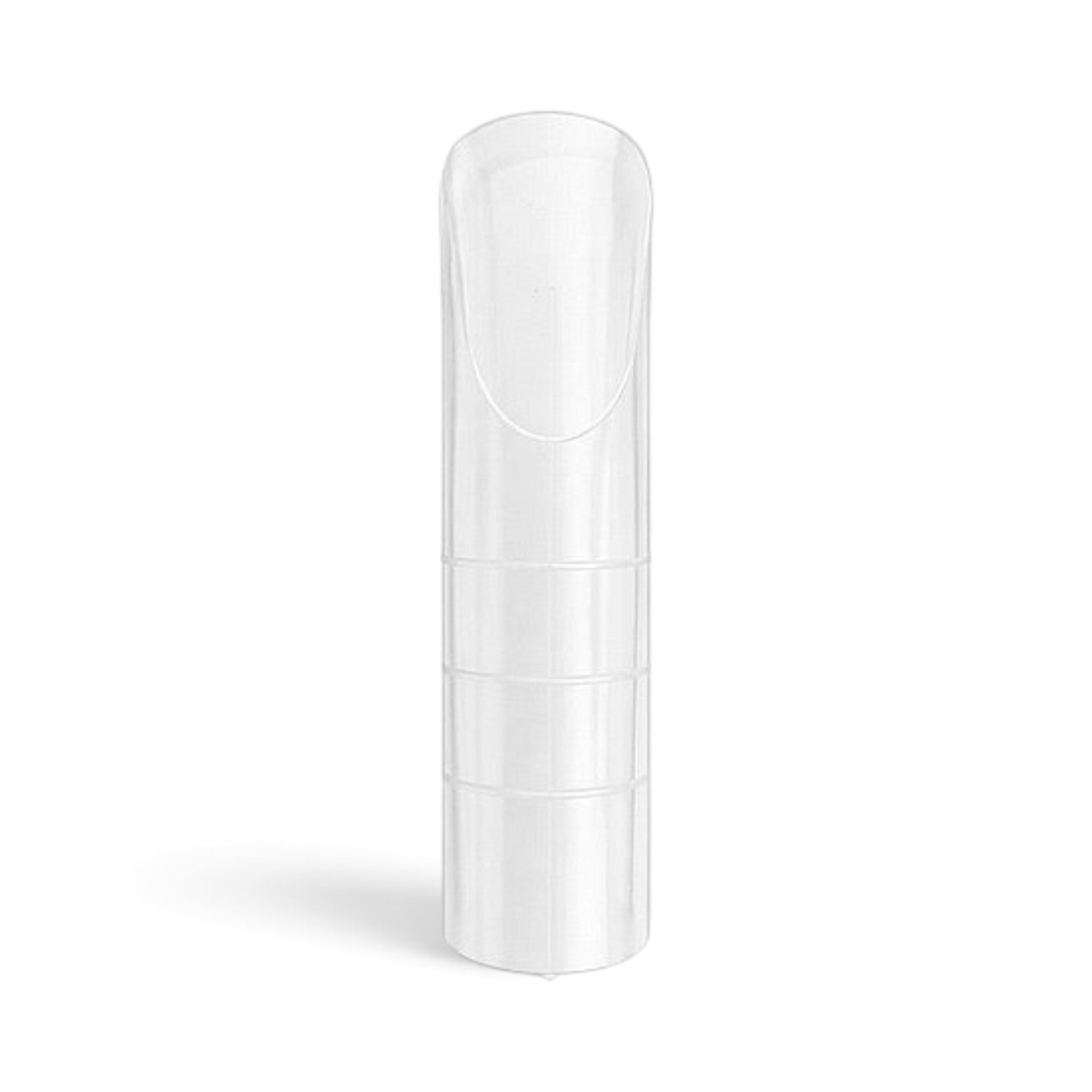 A single transparent cylindrical plastic tube or cap with a rounded top, shown upright on a clean white background. Osaka Clear Dual Forms Straight Tips, 150 pcs