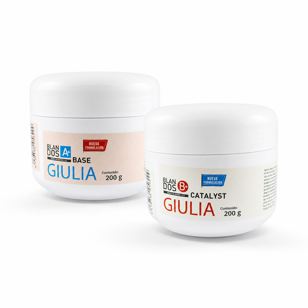 Two jars of Herbitas Giulia A+B Extra-Soft Silicone on a white background
